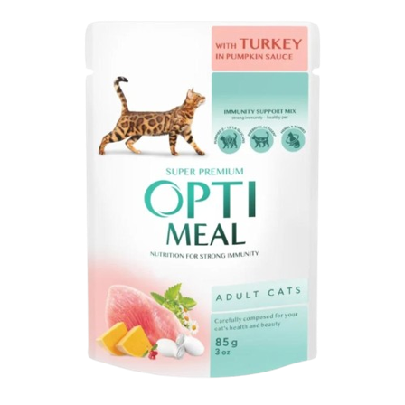 Optimeal - Adult Turkey In Pumpkin Sauce Våtfôr Til Katt 12 x 85 g - Katt - Kattefôr & kattemat - Våtfôr og våtmat - ZOO.no