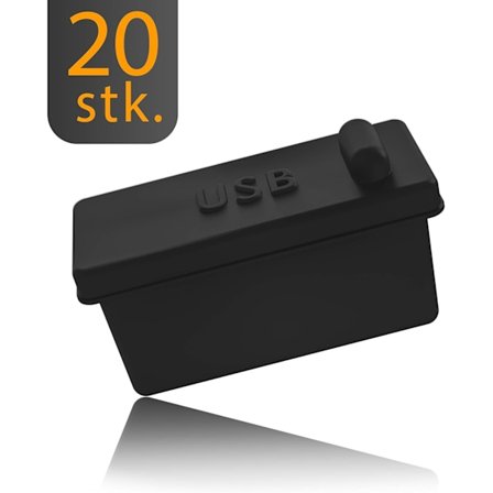 20x USB-A Støvplugg for Stasjonær PC, Svart Laptop, MacBook
