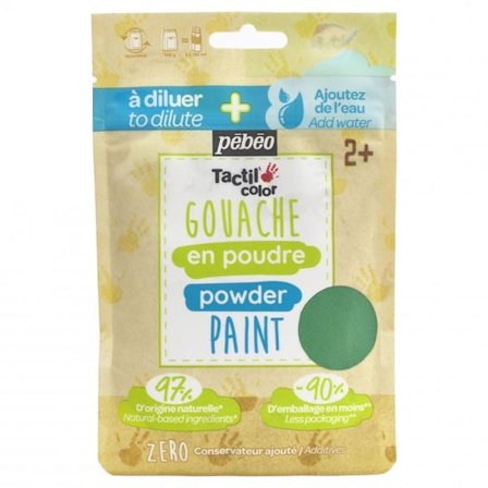Sachet Gouache i pulver 100g Grön - PEBEO - Tactilcolor - Vattenlöslig - För barn från 2 år