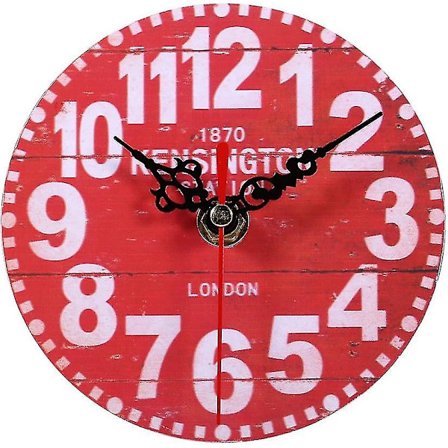 Vintage Rund Väggklocka i Trä Hemmakontor Sovrum Dekoration (stil 5)