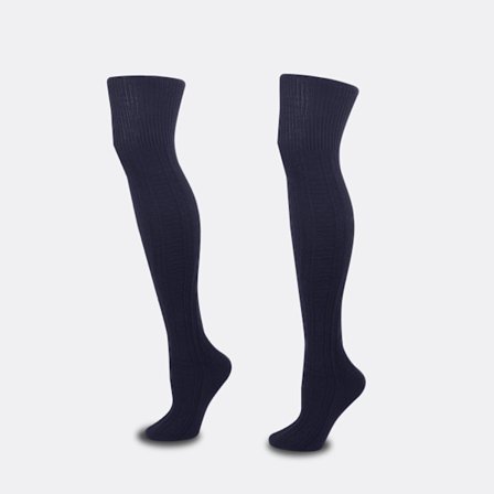 Naisten Reisi-Korkeat Sukat Ylimääräisen Pitkät Puuvilla Neuleet Lämpimät Paksu Pitkät Saappaat Sukat Jalkasuojat - Tummansininen