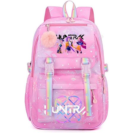 KPop studentryggsäck, roligt tryck, hållbar design, justerbara axelremmar, lämplig för dagligt bruk.