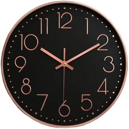Veggklokke Stille 12 Tommer Stor Ikke-Tikkende Veggklokker For Kjøkken Stue Soverom Rose Gold