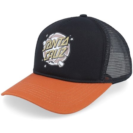 Santa Cruz - Roskopp Destruct Dot Black/Pumpkin A-Frame Trucker Trucker Black Cap - @ Hatstore
