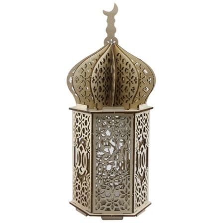 Ramadan LED-lamppu Puinen Eid Mubarak Kuu LED-valo Muslimien Islamilainen Koristeellinen Valo Lyhty Koti-koristeluun