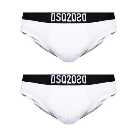 Dsquared2, Branded briefs two-pack Biały, Mężczyzna, Rozmiar: L