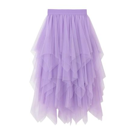 Kvinders Tulle Skørt Elastisk Talje Mesh Langt Skørt purple