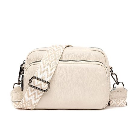 Crossbody-veske Dame Lær Liten Skulderveske med Glidelås Off-White