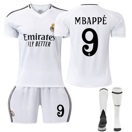 2024-2025 Real Madrid Hemma Barn Vuxen Fotbollströja Nr.9 Mbappé