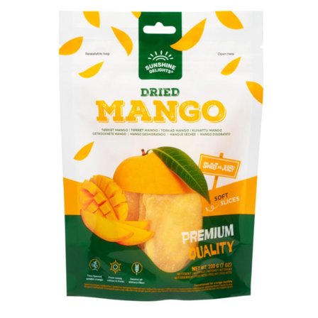 Sunshine DelightsSlices of dried mango in a pouch 0.2kg