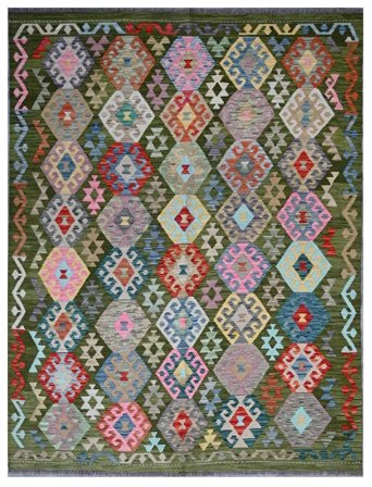 Håndvævet Kelim Afghan Old Style Tæppe 182X244 Sort/Mørkegrå