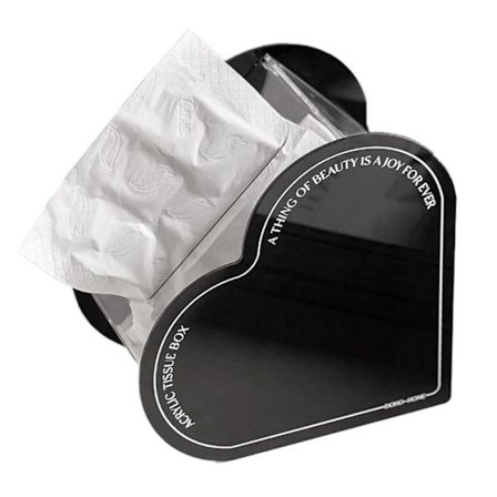 Hjerteformet akrylvevsboks, nordisk stil, moderne hjemmeinnredning, svart