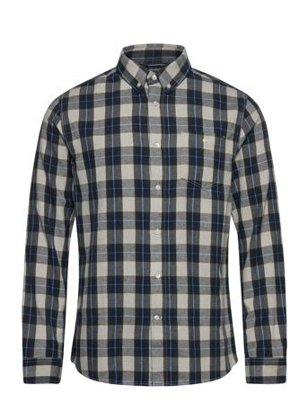 Larch Casual Fit Small Checked Flan Skjorta Casual Blå Knowledge Cotton Apparel