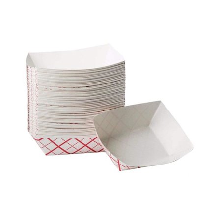 100 stk. Papir Madbakker Engangs Røde og Hvide Firkantede Lækagesikre Papir Madbåde - Papirbakker