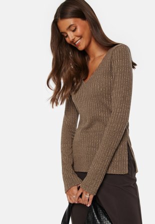 BUBBLEROOM Winter deep V-neck top Brown Klær