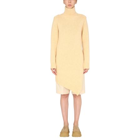 Jil Sander Long Asymmetric Sweater Gul, Dame