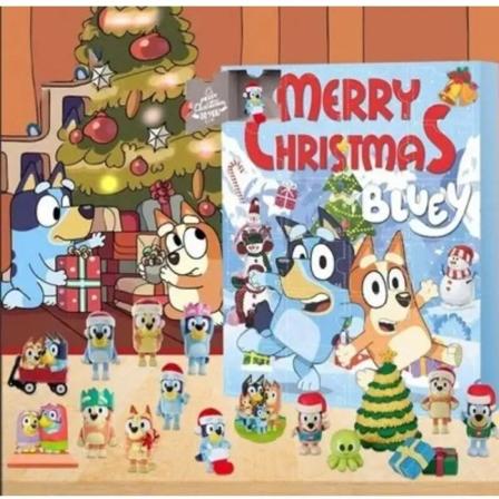 Hund figur jul advent kalender blind kasse fødselsdag gave kawaii blå hund anime figur action PVC model barn legetøj