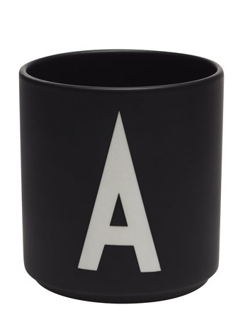 Design Letters Black Porcelain Cups A-Z - Black - 25 CL