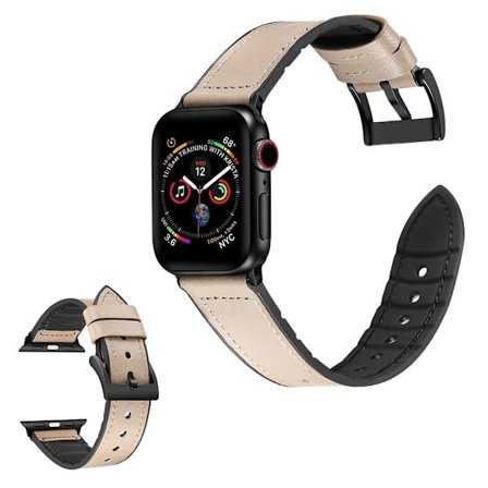 Apple Watch Series 6 / 5 40mm silicone + leather coated watch band - Light Grey