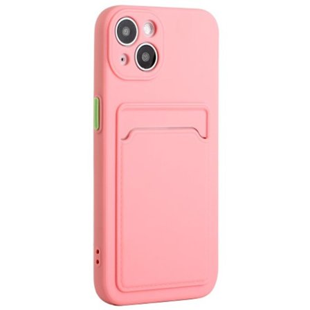iPhone 15 TPU-case with a card holder - Pink