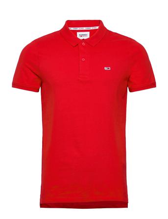 Tjm Solid Stretch Polo Polos Short-sleeved Rød Tommy Jeans