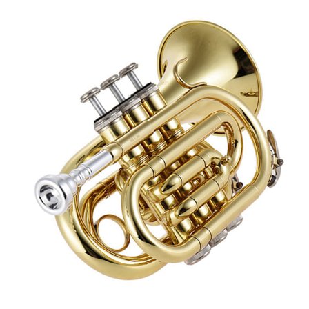 ammoon Mini Lommetrompet Bb Flat Messing Blåseinstrument med Munnstykke Hansker Rengjøringsklut Bæreveske