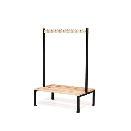 Double bench + hook rail ELITE, 18 hooks, 1200x760x1800 mm, black
