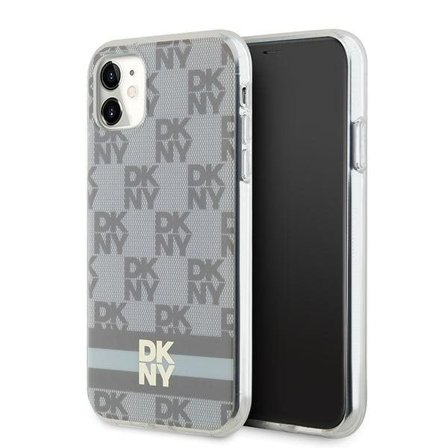 DKNY IML Checkered Mono Pattern & painettu raidat MagSafe tapauksessa iPhone 11 / Xr - beige