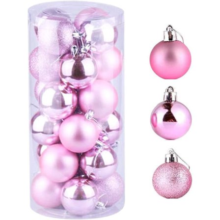 Julgranskulor - 24-pack Rosa Set För Fantastisk Träddekoration