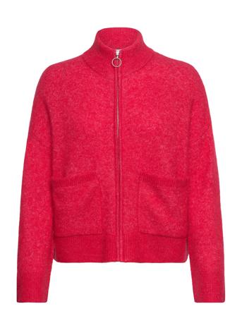 Slfsia Ras Ls Knit Zipper Cardigan Noos Red Selected Femme