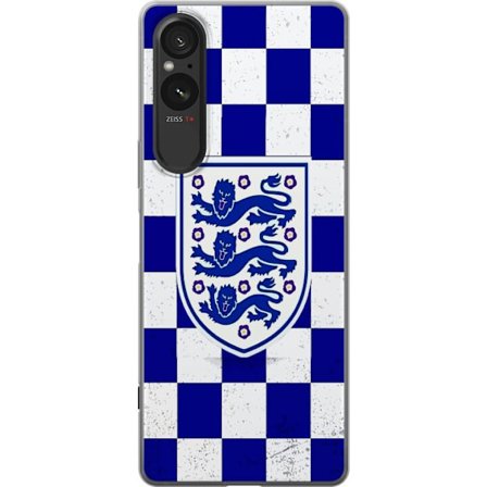 Yhteensopiva Puhelinkuori Sony Sony Xperia 5 V Graafinen shakkiruudukkokuviointi sinisellä ja valkoisella, klassisella heraldisella vaakunalla, retro