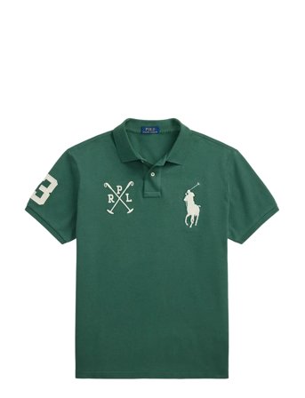 Custom Slim Fit Big Pony Mesh Polo Shirt Green Polo Ralph Lauren