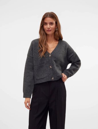 Vero Moda Awgemma Ls V-Neck Knit Cardigan Noos - Grey - M
