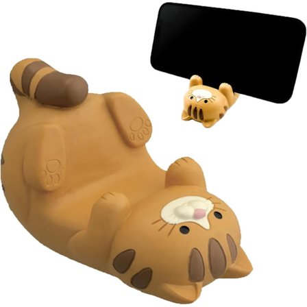 Rolig Katteholder Universell Mobiltelefonholder for Skrivebord, Skrivebordstelefonholder, Telefonholder, (Brun)