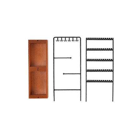 Korvakoruteline Rauta Teline 5-tasoinen Korvakoruteline Puupohjalla Korvakoruille Kaulakoruille Rannekoruille Sormuksille-[D]