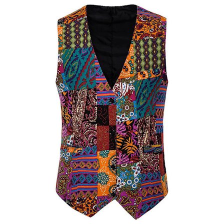 Herrevest Herre, Dressvest Herre Blomster Vest Herre, L