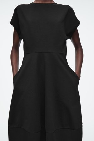 COS Women's Abito Midi In Cotone Dalla Silhouette Strutturata in Nero