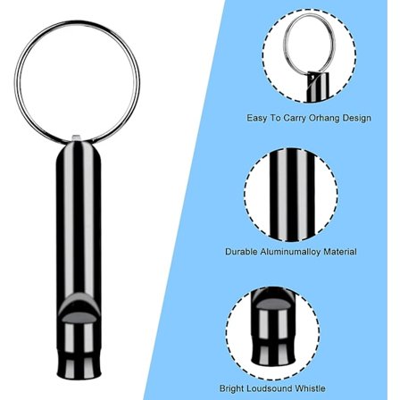 2 kappaletta alumiininen hätäpilli avaimenperällä selviytymispilli