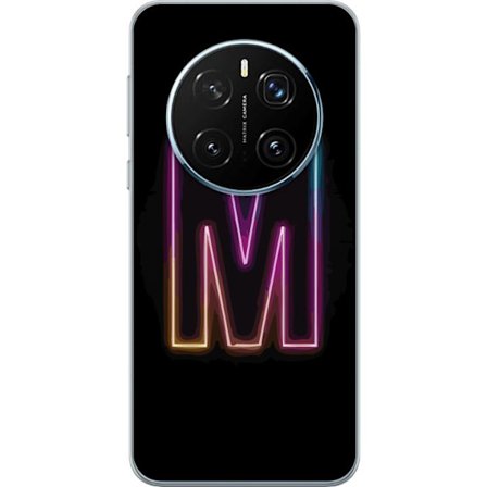 Kompatibelt Mobilskal till Honor Honor Magic7 Pro Neonbokstav M med färgskiftande ljuseffekt mot svart bakgrund, modern minimalistisk typografi med s
