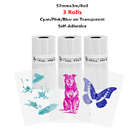 Mini Fickskrivare 5 Rullar Självhäftande Papper Bärbar Termisk Skrivare För Skrivare Lämplig För Hemmakontor Studier Och Arbete