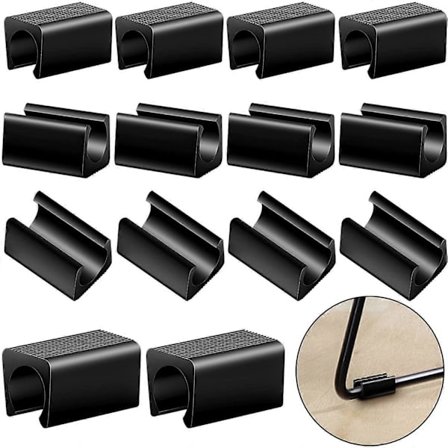 40 stk. Stolsbensbeskyttere Rektangulær Form Stolsbensklemmer Plastikdækning Gulvglidende til U-formet Anti-slip Sorte Rørhætter