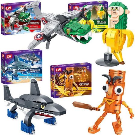 7260 Komplett set med fyra lådor, Brainrot Byggsats, Samlarobjekt Byggbara Figurer {TL}