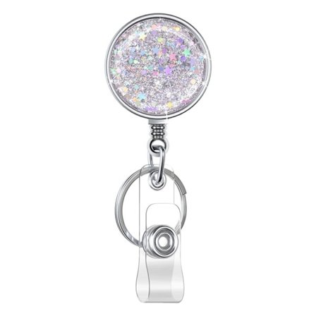 Uttrekkbar merkehylse, uttrekkbar merkerull, lett merkerullhylse i plast, med nøkkelringklips (én pakke sølv).