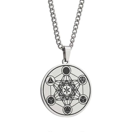 Rustfrit stål Metatron Cube halskæde Livets blomst vedhæng Chakra Bedste gave