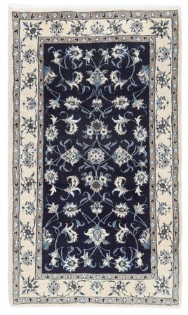 Håndknyttet Nain 110X198 Uldtæppe Sort/Mørkegrå Lille