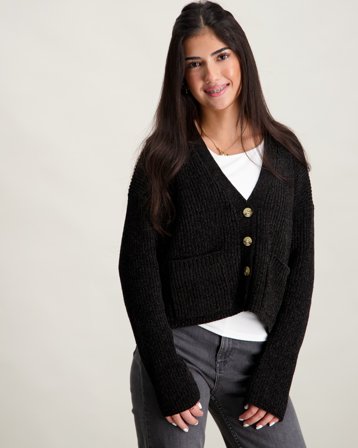 Creamie Cardigan Knit Noir Pulls Fille - Kids Brand Store