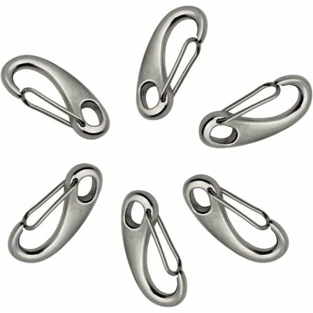 304 Rostfritt Stål Snäppkrok 50mm INOX Karabiner, 304 Rostfritt Stål Äggform Karabiner Snäppkrok för Bergsklättring Camping Vandring Utomhus 6st