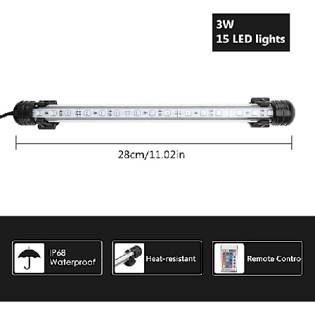 Farverige LED Akvarielys Fisketank Lys Vandtæt Lysrør Farve Lys Dykkerlys 28cm