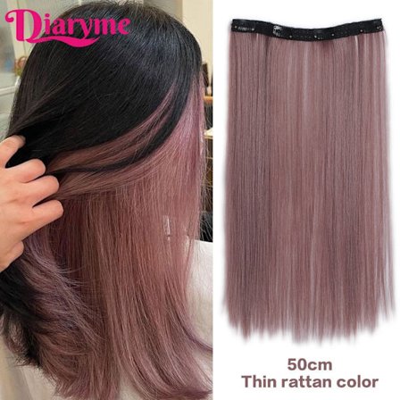 4 clips Långt rakt syntetiskt klipp i hårförlängningar Highlight Färgat hårbit Klipp-på hår Peruk Hårstycken hängande öronfärgning