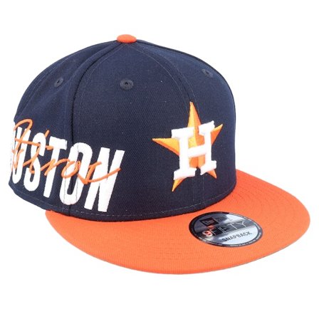 New Era - MLB Blå snapback Kasket - Houston Astros 9FIFTY Sidefont Navy/Orange Snapback @ Hatstore